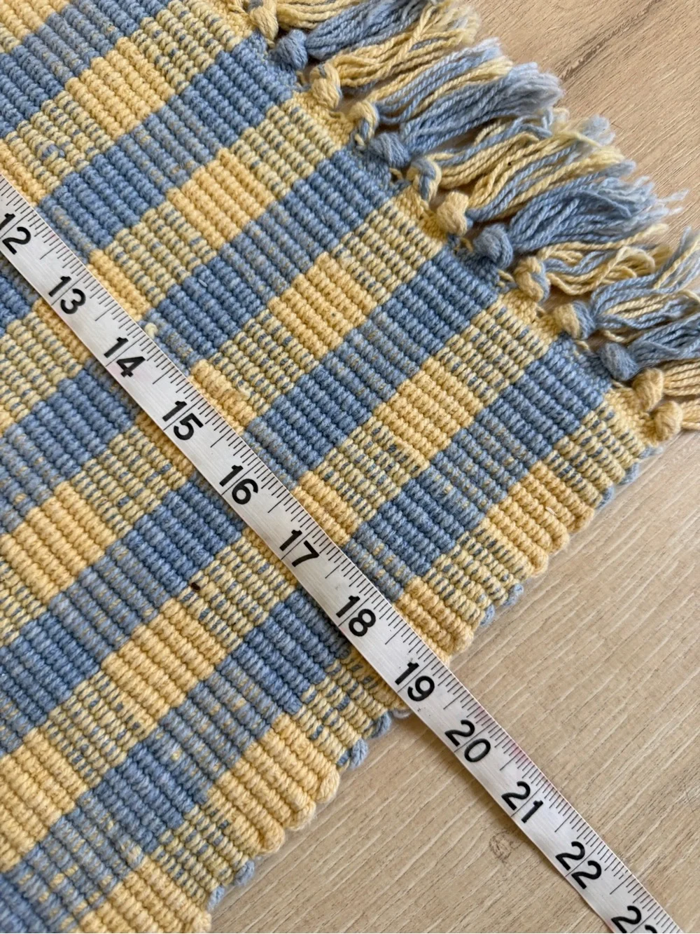 VINTAGE Check Small Door Mat with Tassels